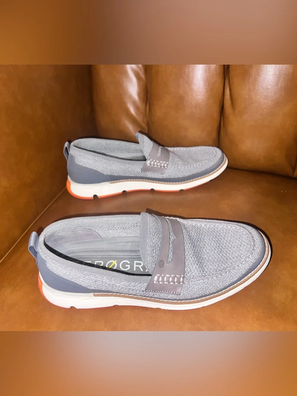 Cole Haan 4.ZERØGRAND Stitchlite Loafers gray leather penny strap men’s size 9M